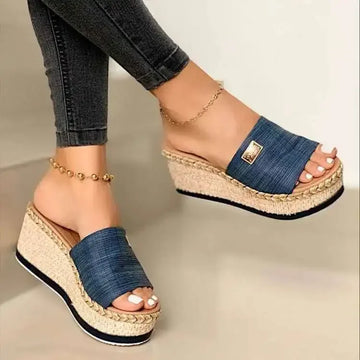 Womens High Heels Sandal Thick Bottom Casual Shoes Ladies Leisure Summer Wedges Sandals Woman Shoes Women Platform Mules Slipper