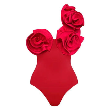 2024 3D Flower One Piece Swimsuit and Skirt Swimwear Women Push Up Bodysuit Monokini High Leg Swim Suit Bathing Suit Beachwear