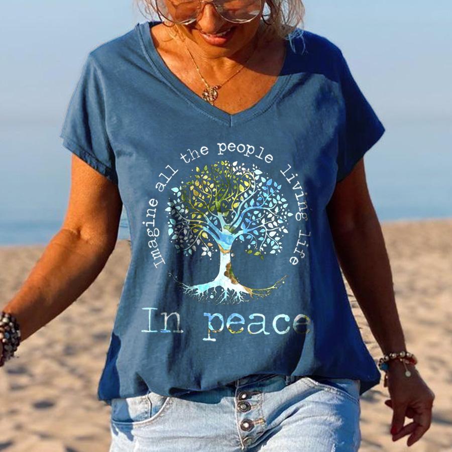 Imagine All The People Living Life Tree Of Life Graphic Tee - Outlets Forever