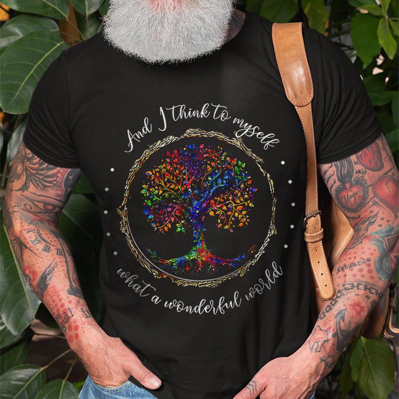 What A Wonderful World Tree Of Life Printed T-shirt - Outlets Forever