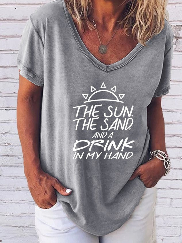 The Sun The Sand Drink In My Hand Tee - Outlets Forever