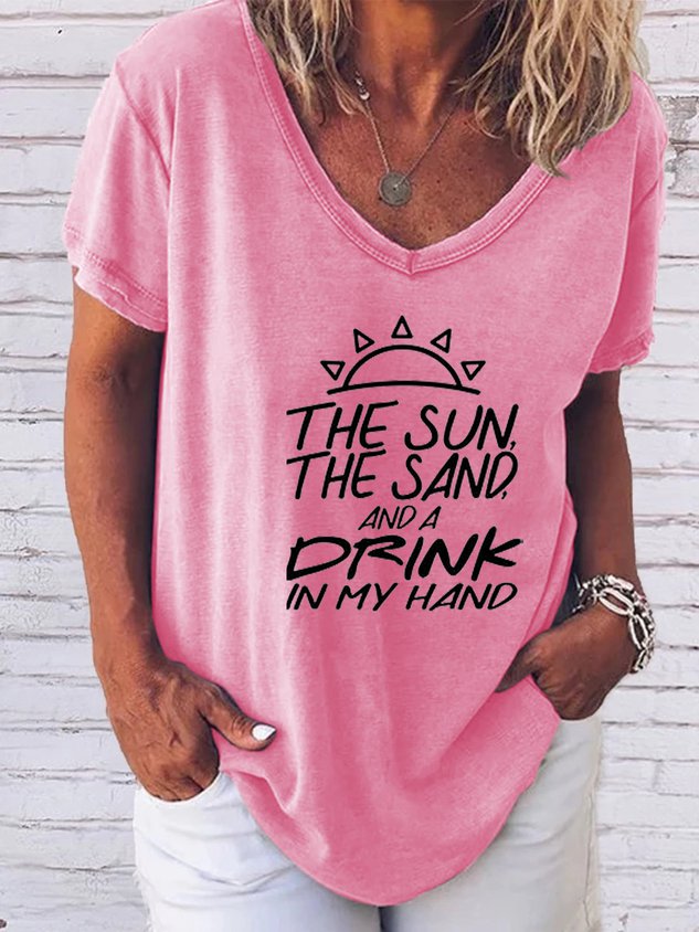 The Sun The Sand Drink In My Hand Tee - Outlets Forever