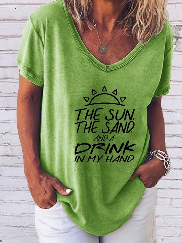 The Sun The Sand Drink In My Hand Tee - Outlets Forever