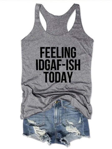 Feeling Text Printed Women Tank Top