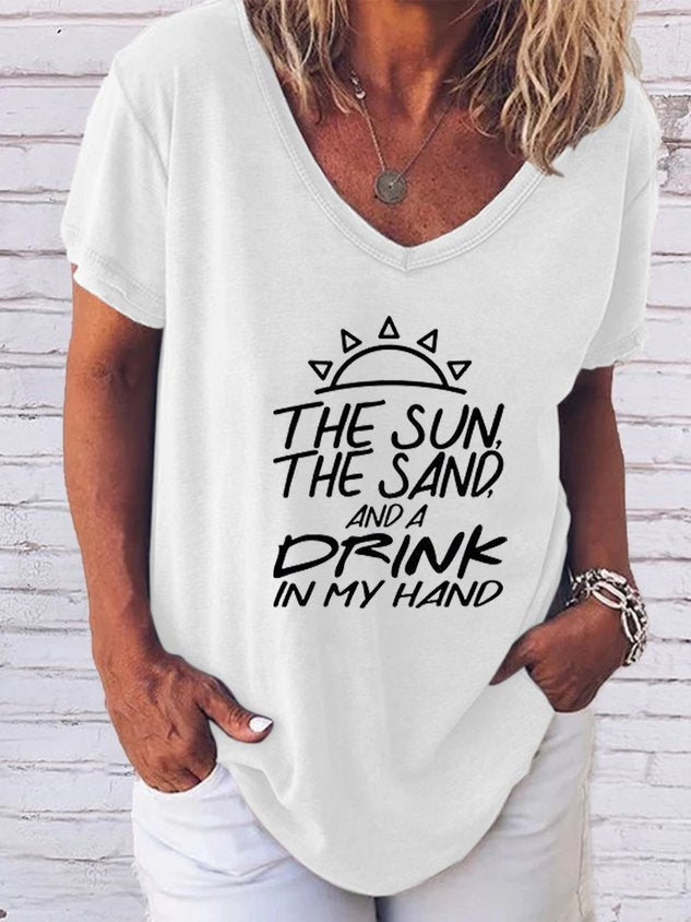 The Sun The Sand Drink In My Hand Tee - Outlets Forever