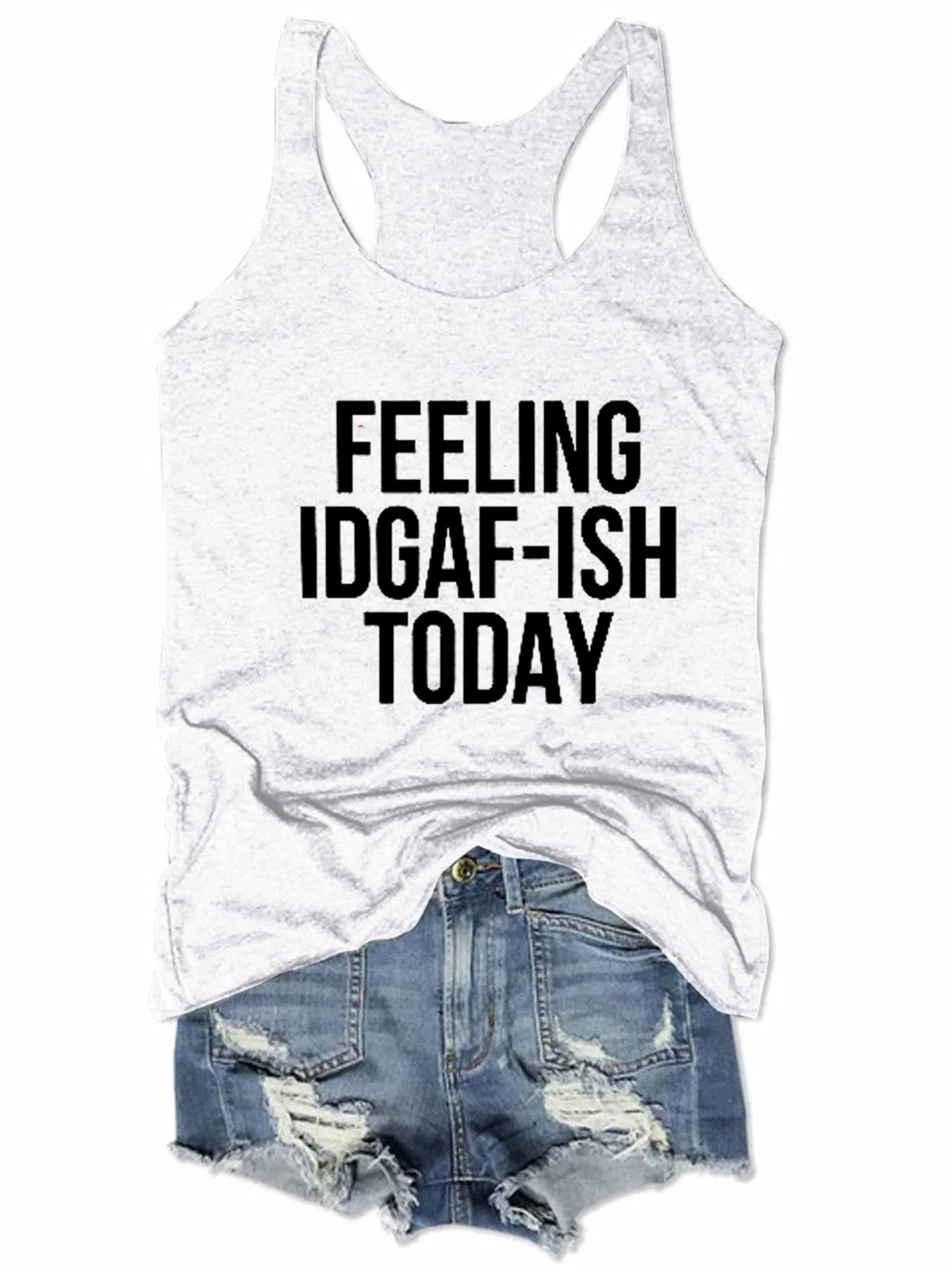 Feeling Text Printed Women Tank Top - Outlets Forever
