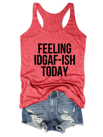 Feeling Text Printed Women Tank Top - Outlets Forever