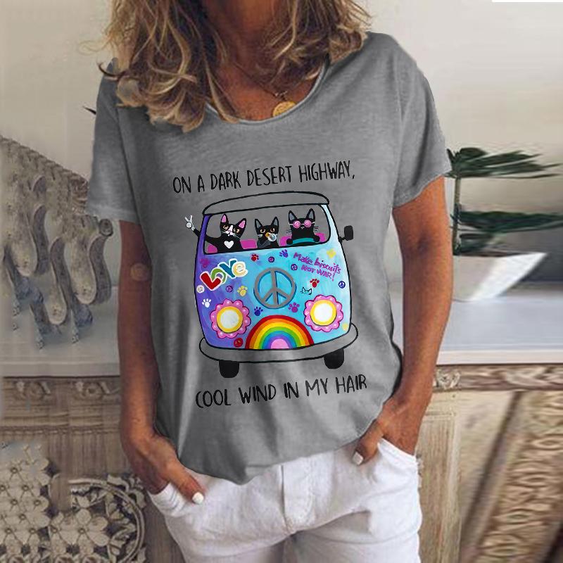 Cats In The Peace Car Hippies Tee - Outlets Forever