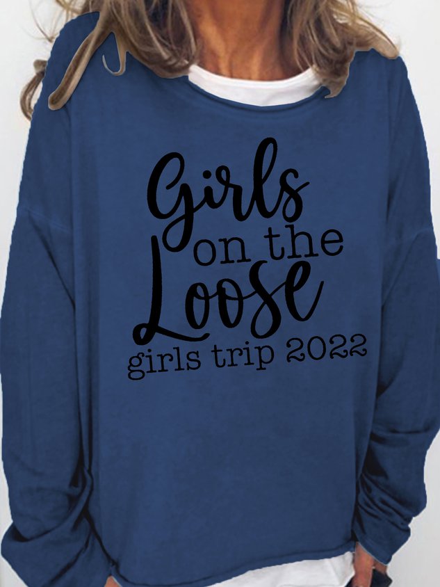 Women Girl on the Loose Girl's Trip Letter Long Sleeve Top - Outlets Forever