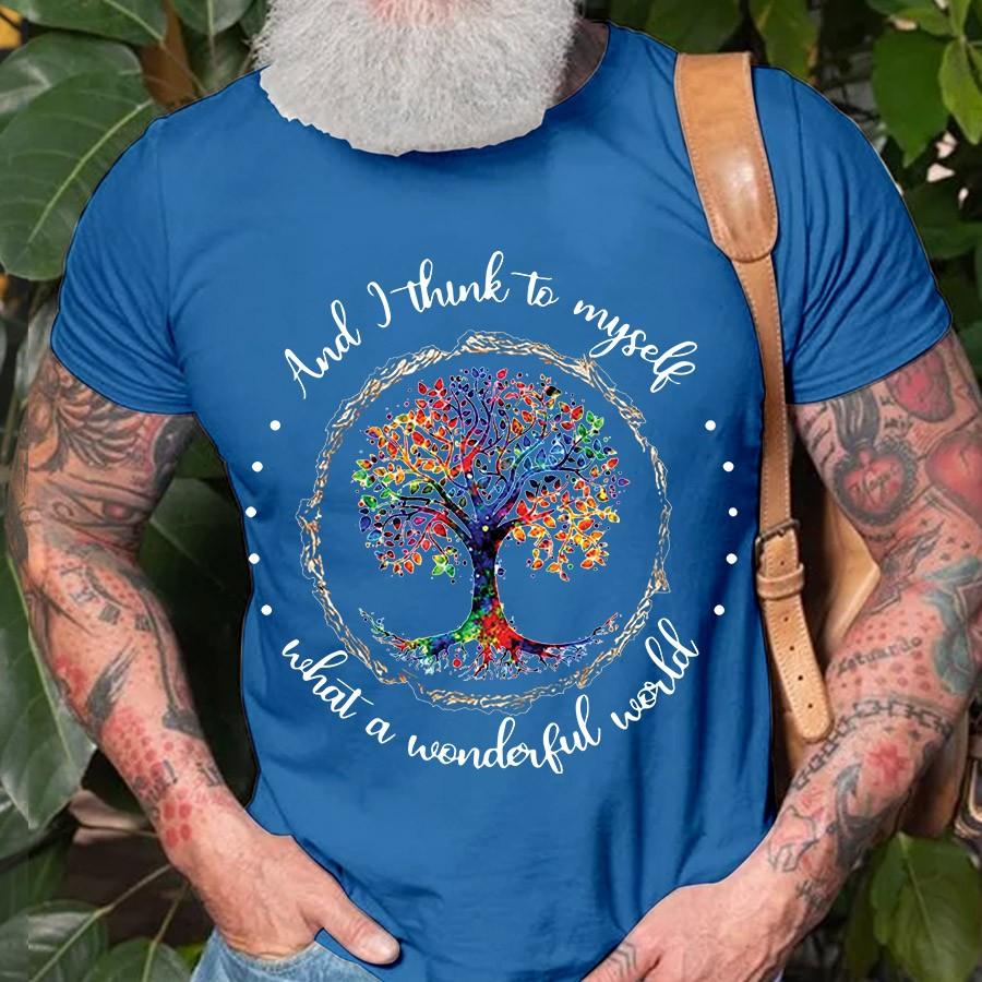 What A Wonderful World Tree Of Life Printed T-shirt - Outlets Forever