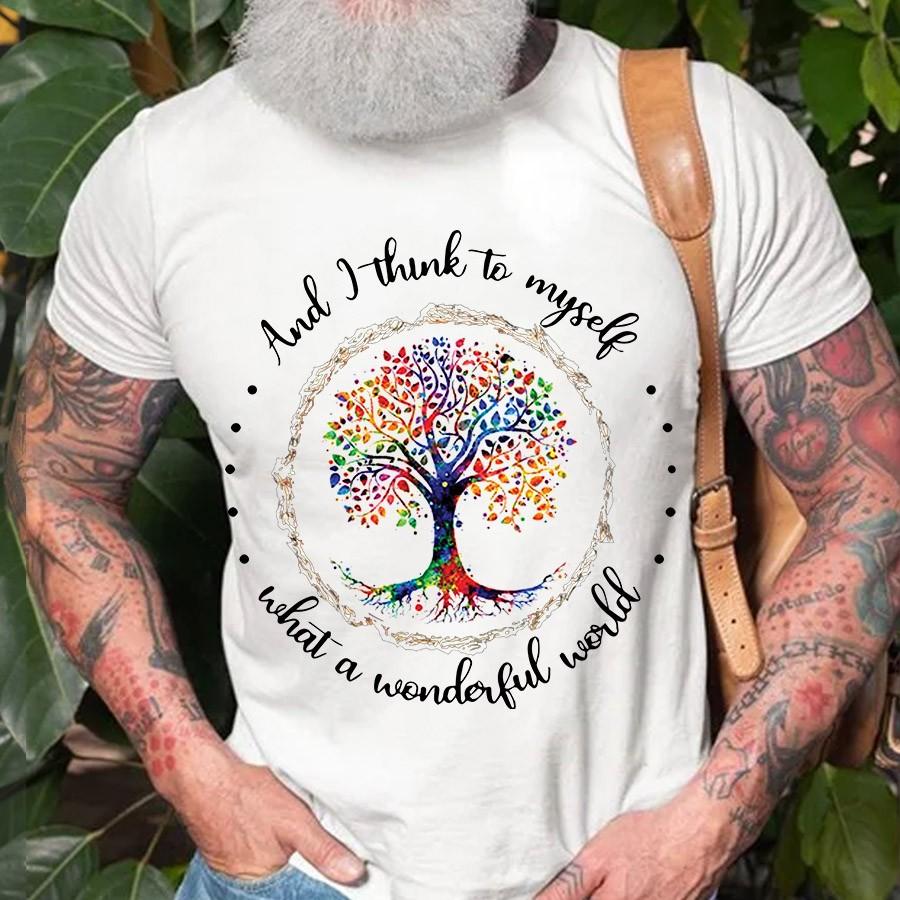 What A Wonderful World Tree Of Life Printed T-shirt - Outlets Forever