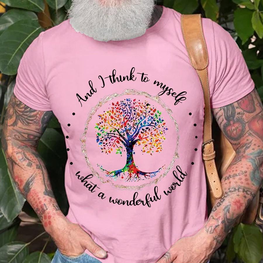 What A Wonderful World Tree Of Life Printed T-shirt - Outlets Forever