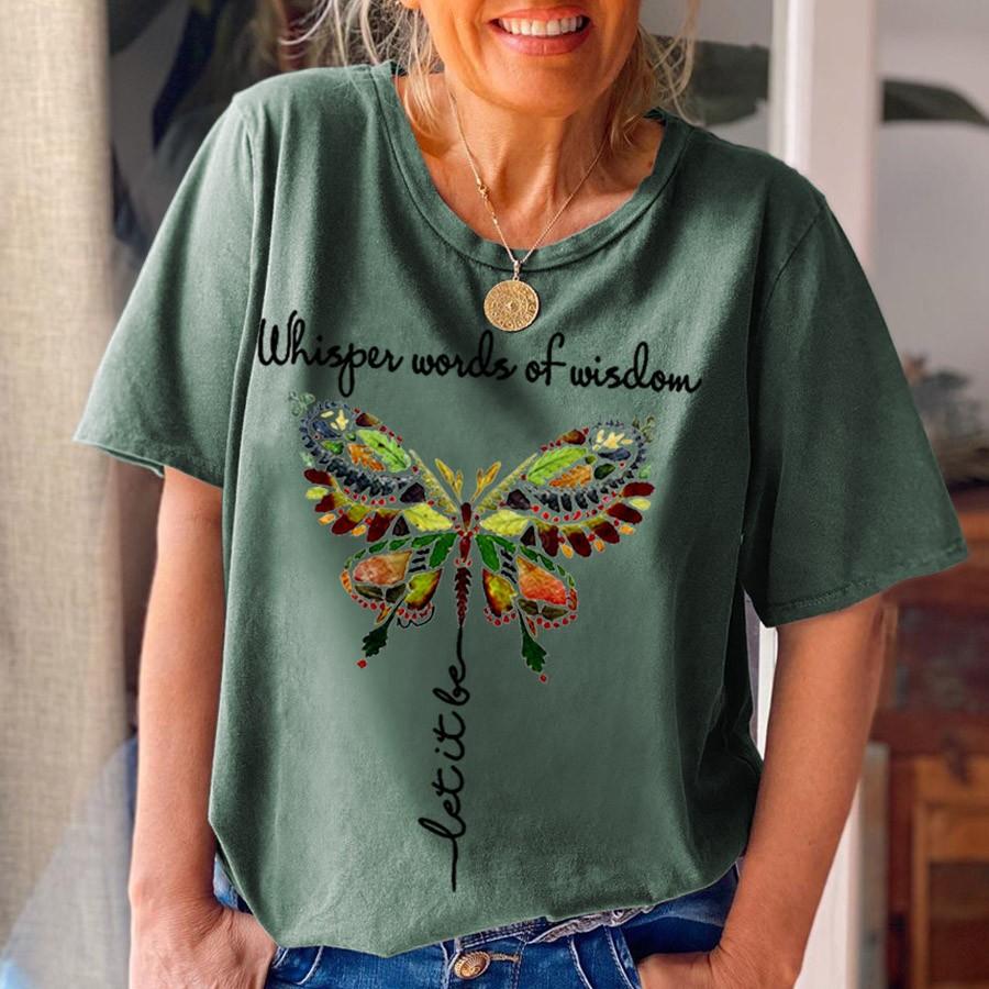 Whisper Words Of Wisdom Let It Be Butterfly Printed Graphic Tee - Outlets Forever