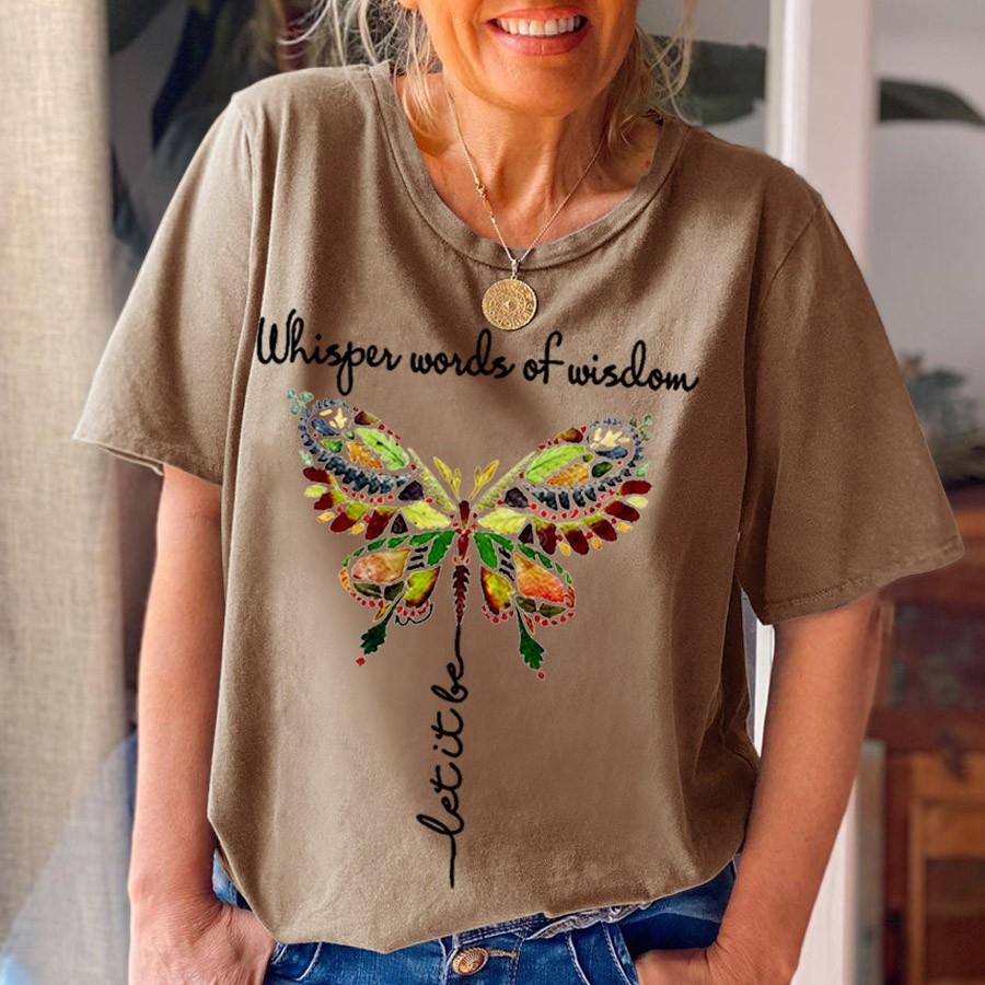 Whisper Words Of Wisdom Let It Be Butterfly Printed Graphic Tee - Outlets Forever