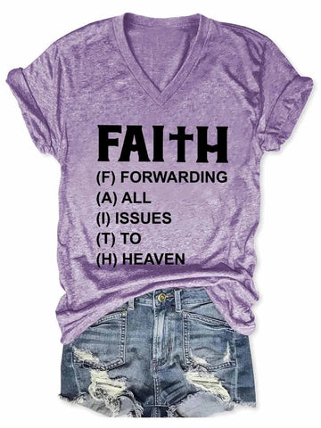 Womens Religion,Fiaith V-Neck Short Sleeve 100% Cotton T-shirt