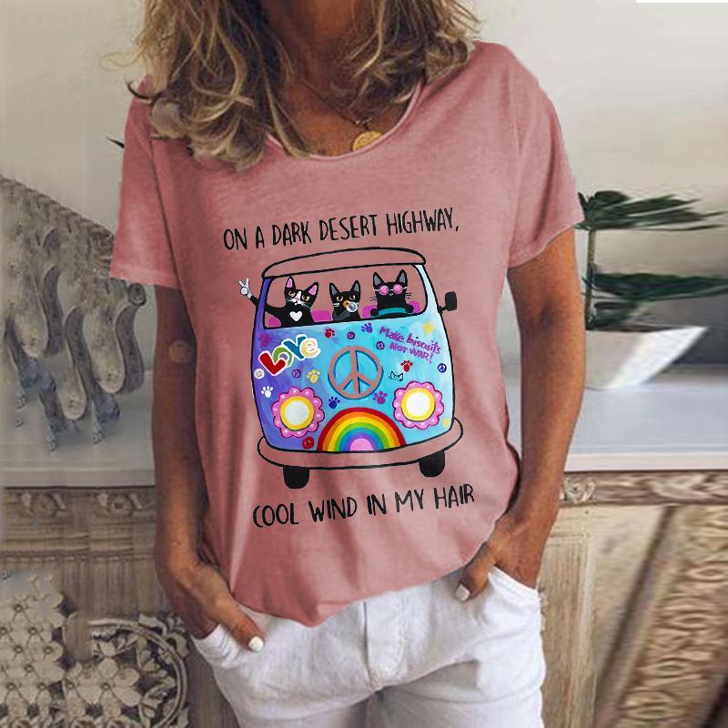 Cats In The Peace Car Hippies Tee - Outlets Forever