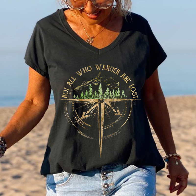 Not All Who Wander Are Lost Scenery Printed Graphic Tees - Outlets Forever