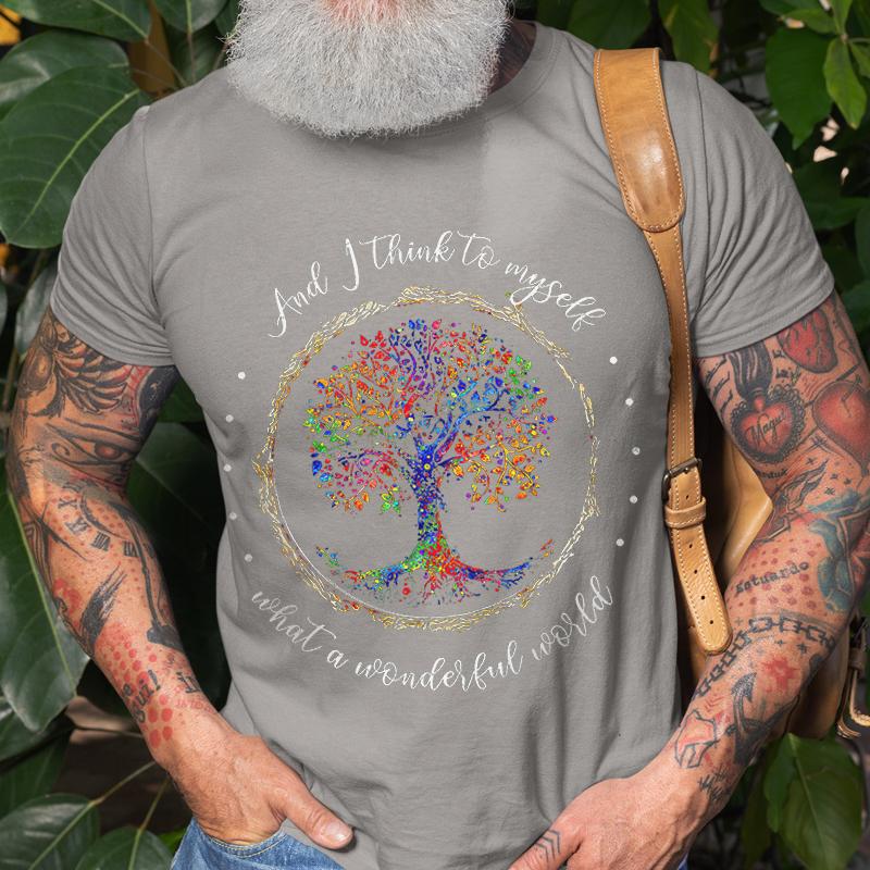 What A Wonderful World Tree Of Life Printed T-shirt - Outlets Forever