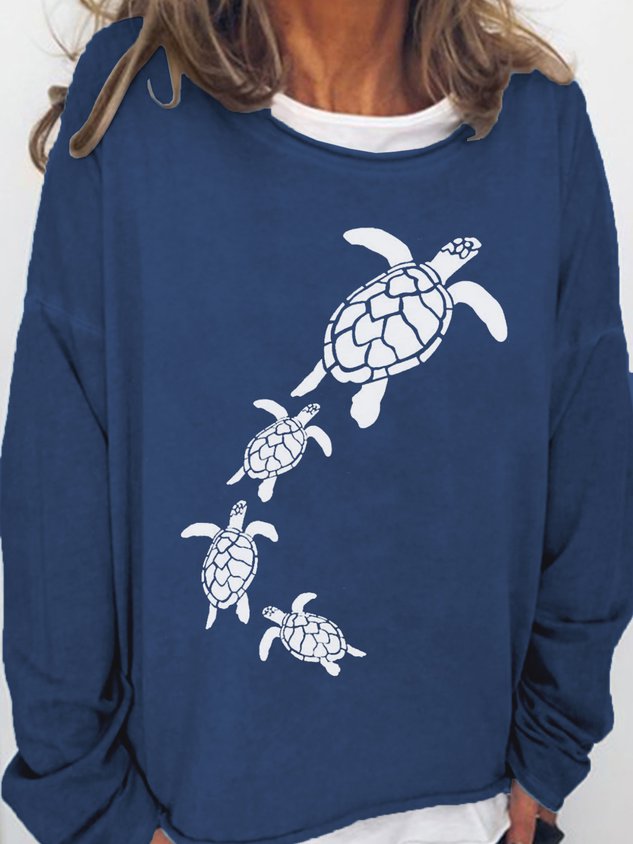 Women Sea Turtle Letter Long Sleeve Top - Outlets Forever