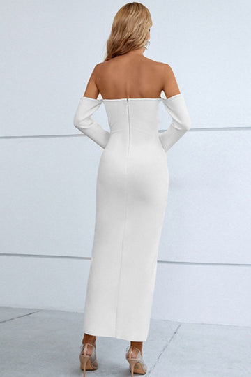 Off-Shoulder Cutout Front Split Dress