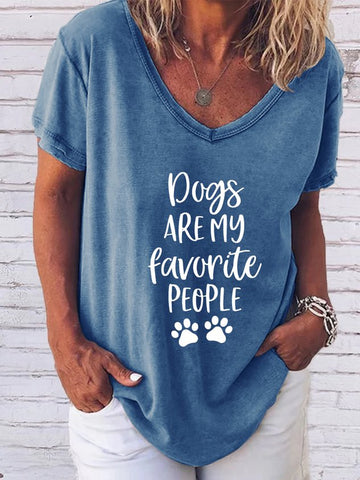 Dogs Are My Favorite People Graphic V-neck Tee