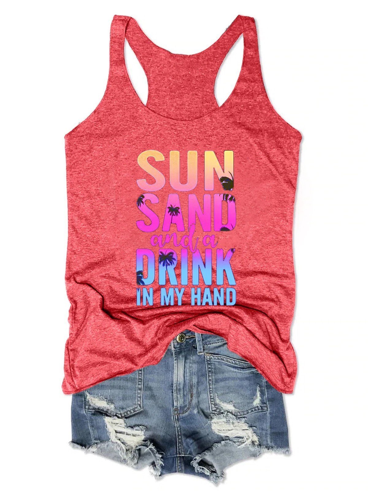 Sun Sand And A Drink In My Hand Women Tank Top - Outlets Forever