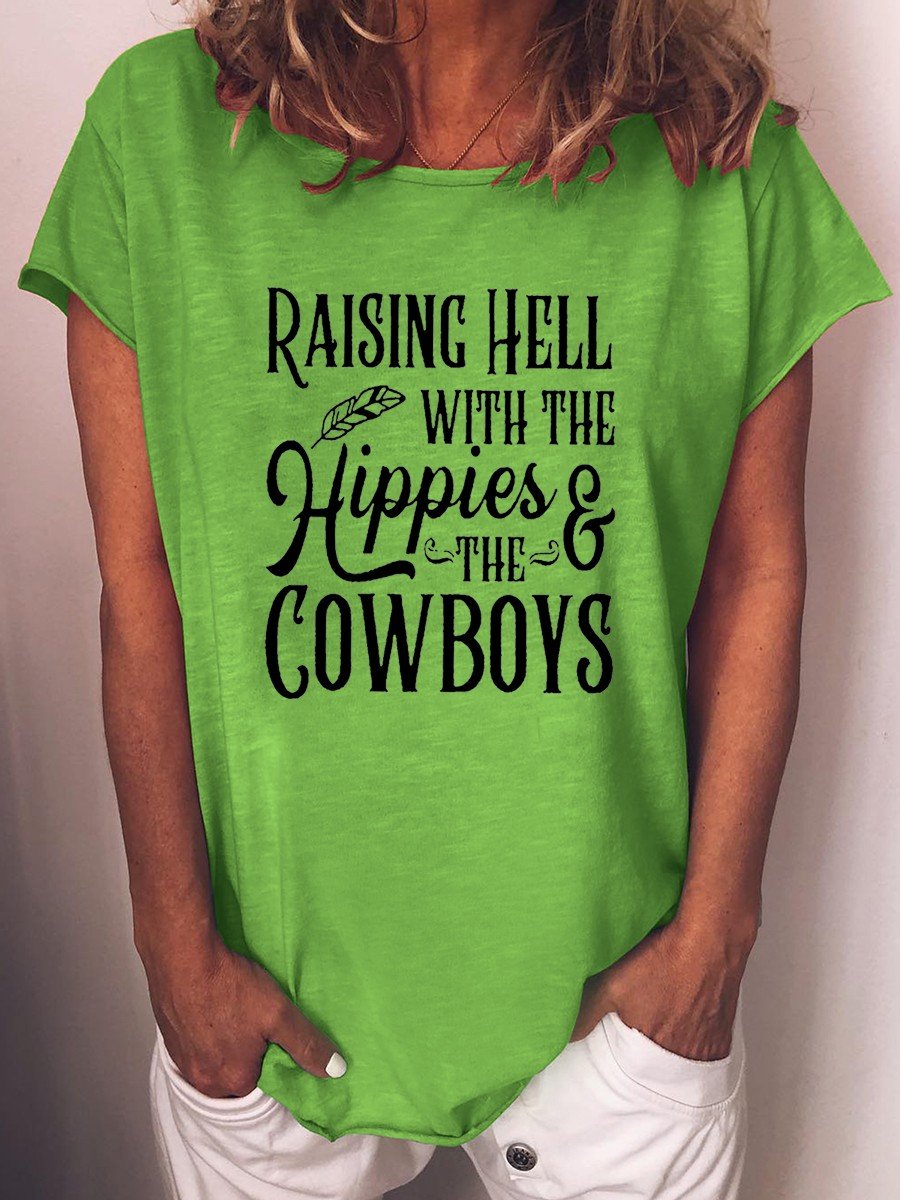 Women Raising Hell with The Hippies and the Cowboys Tee - Outlets Forever