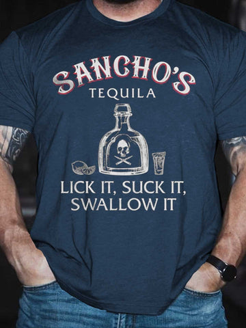 Men's Sancho's Tequila Lick It Suck It Swallow It T-Shirt - Outlets Forever