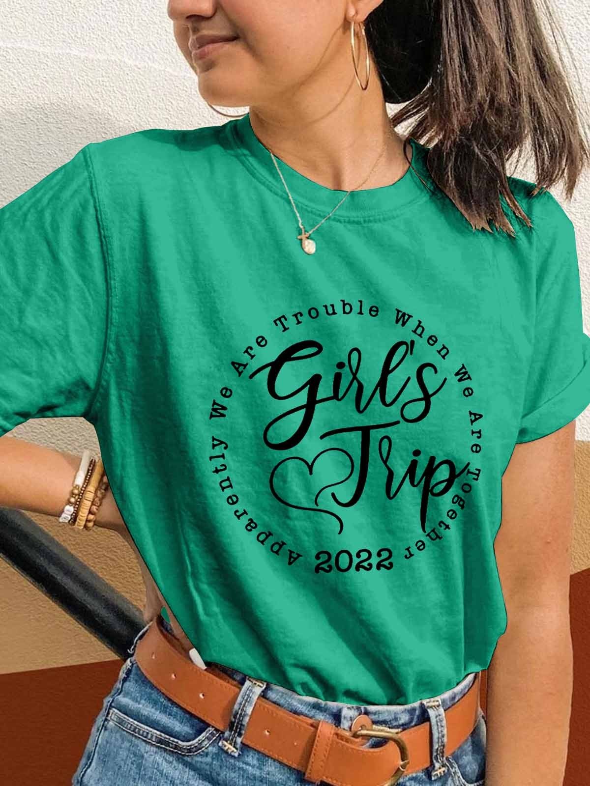 Women Travel Friends Girls Trip 2022 Crew-Neck T-Shirt - Outlets Forever