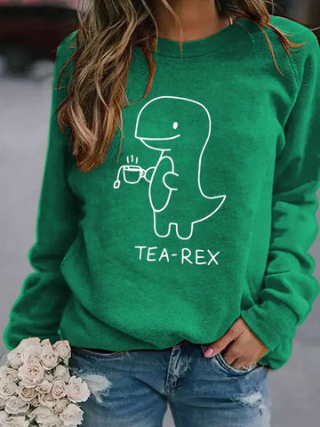 Women's Tea-Rex Dinosaur Print Sweatshirt