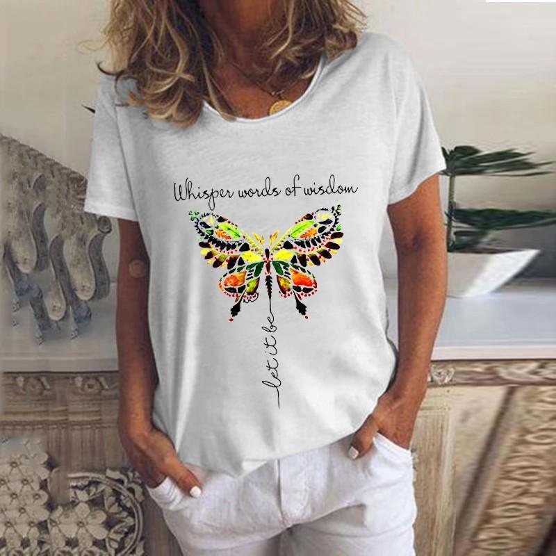 Women Whisper Words Of Wisdom Let It Be Butterfly T-Shirt - Outlets Forever