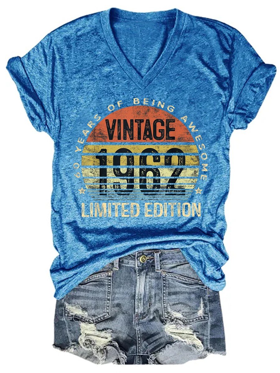 Women's 60 Year Old Gifts Vintage 1962 Limited Edition 60th Birthday T-shirt - Outlets Forever