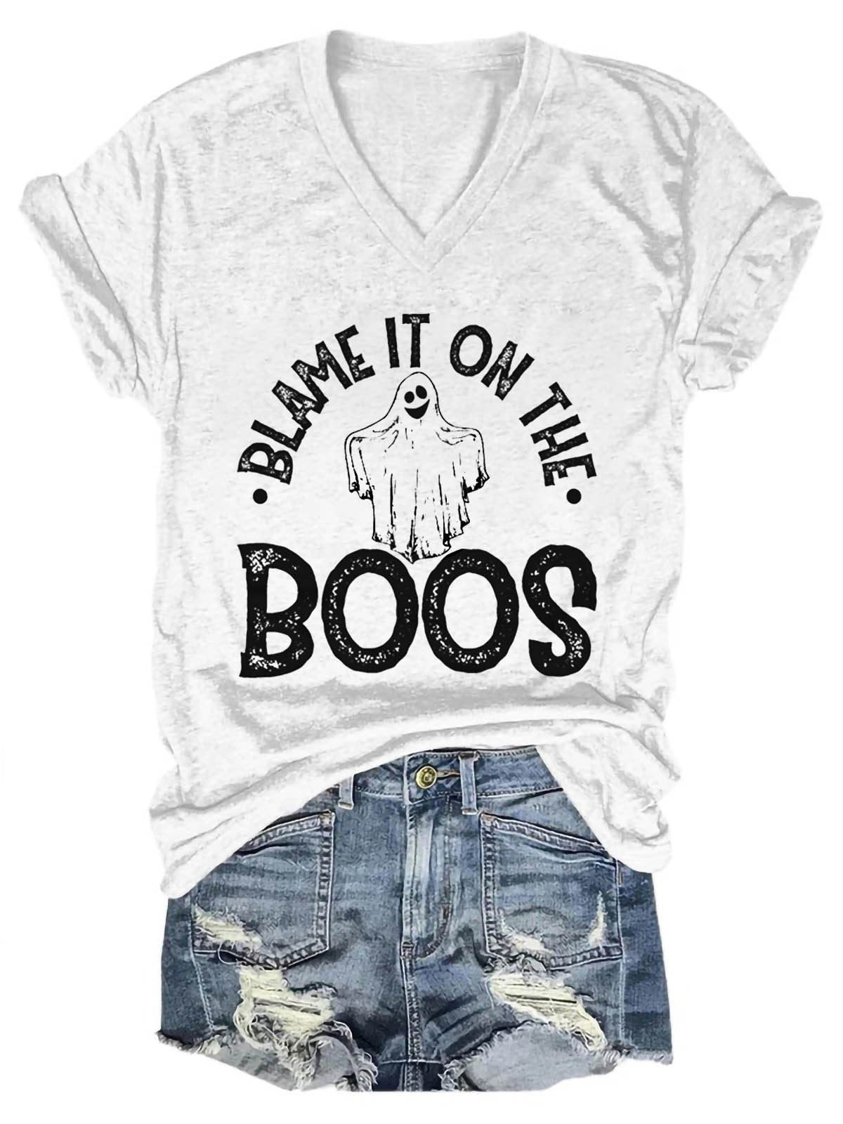 Women's Blame It On The Boos V-Neck T-Shirt - Outlets Forever