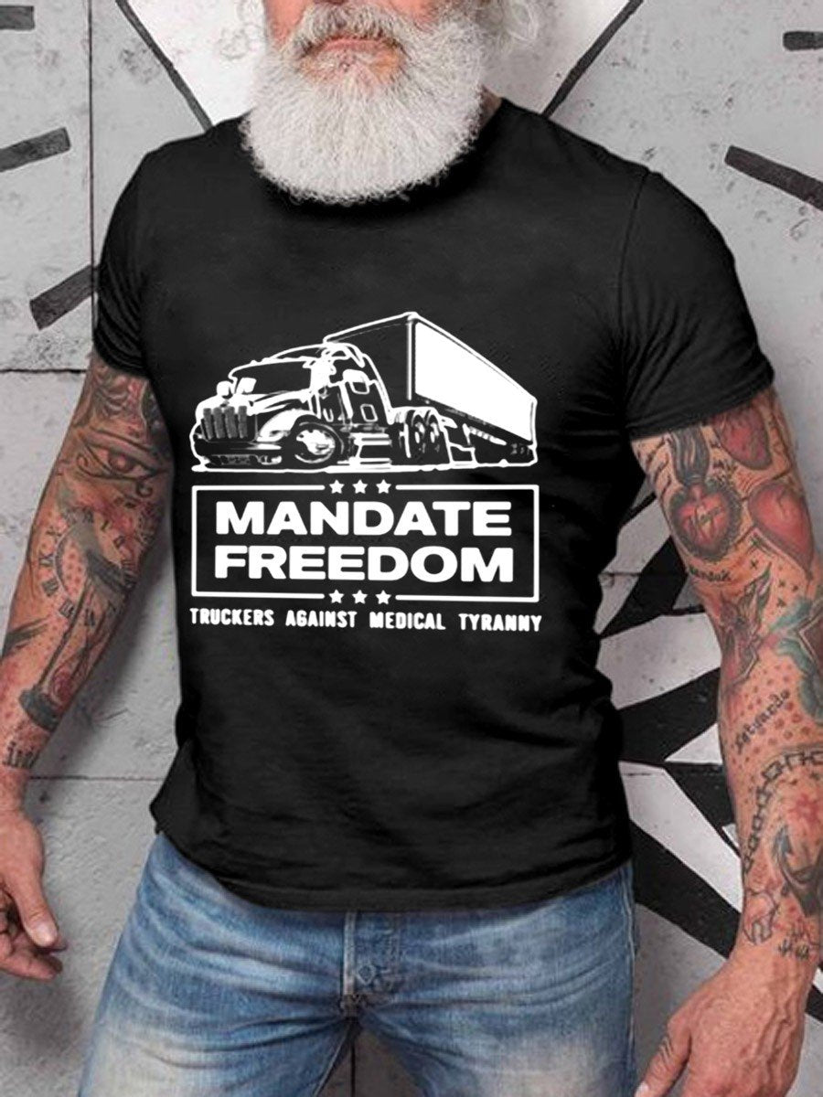 Men's Mandate Freedom Truckers Against Medical Tyranny Classic Pure Cotton T-shirt - Outlets Forever