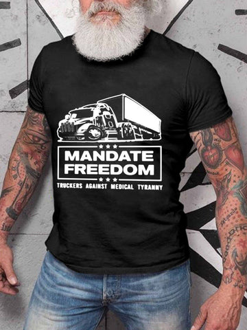 Men's Mandate Freedom Truckers Against Medical Tyranny Classic Pure Cotton T-shirt - Outlets Forever