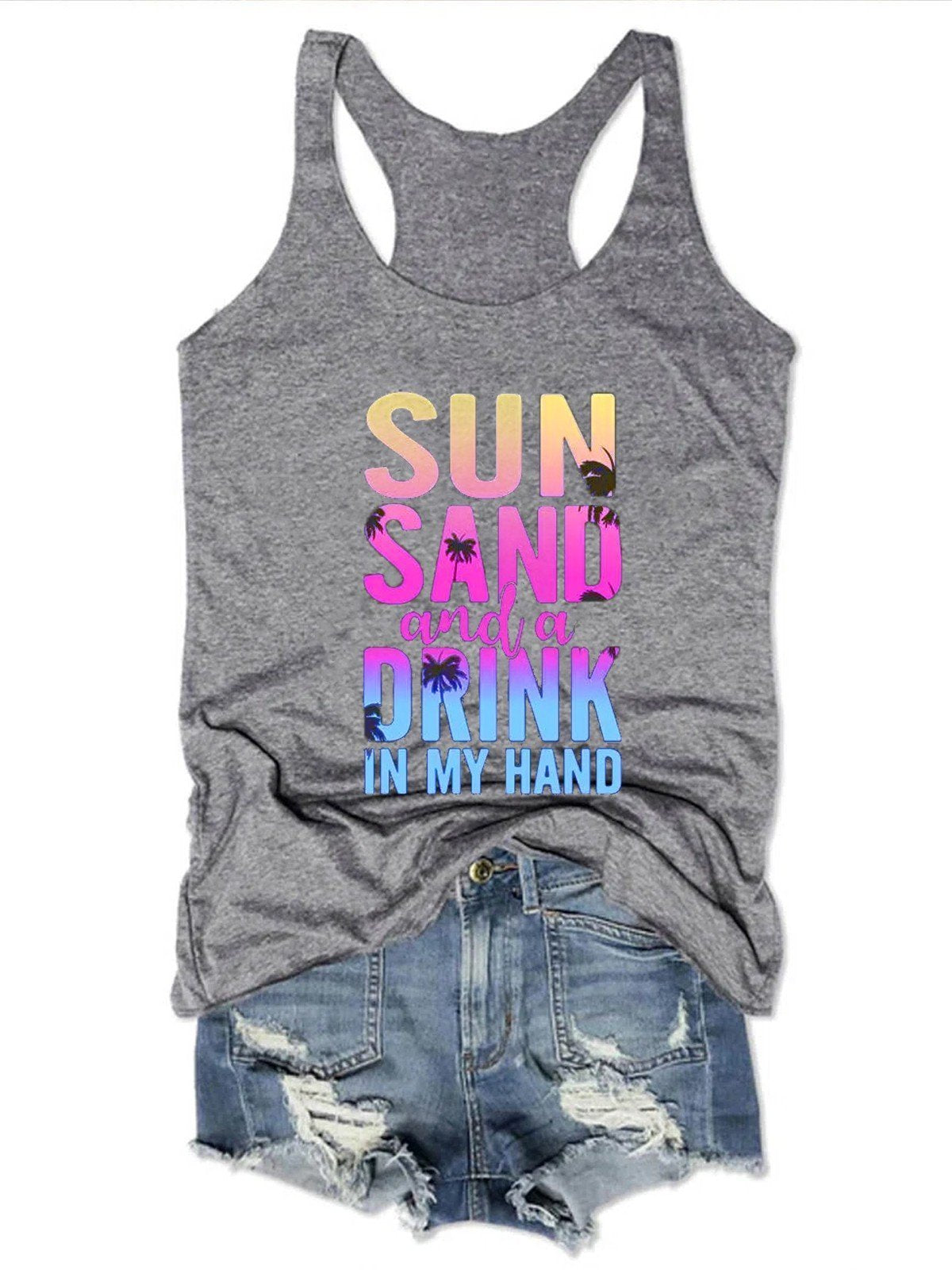 Sun Sand And A Drink In My Hand Women Tank Top - Outlets Forever