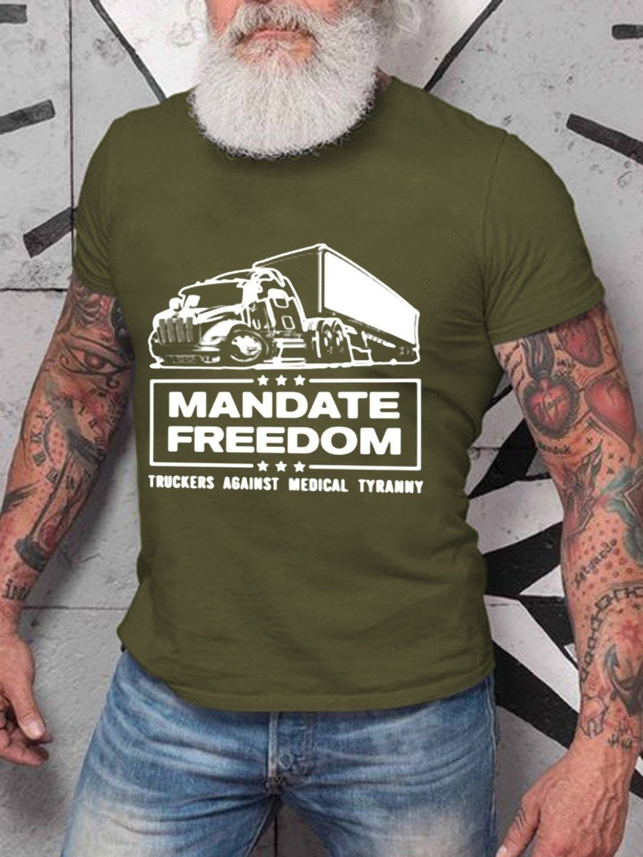 Men's Mandate Freedom Truckers Against Medical Tyranny Classic Pure Cotton T-shirt - Outlets Forever