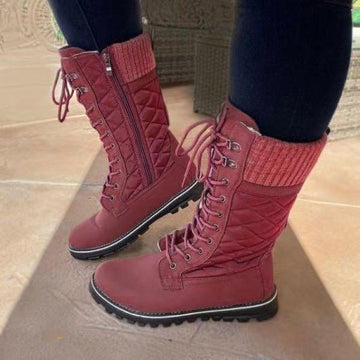 Women's Thick Heel Solid Zipper Round Head Martin Boots