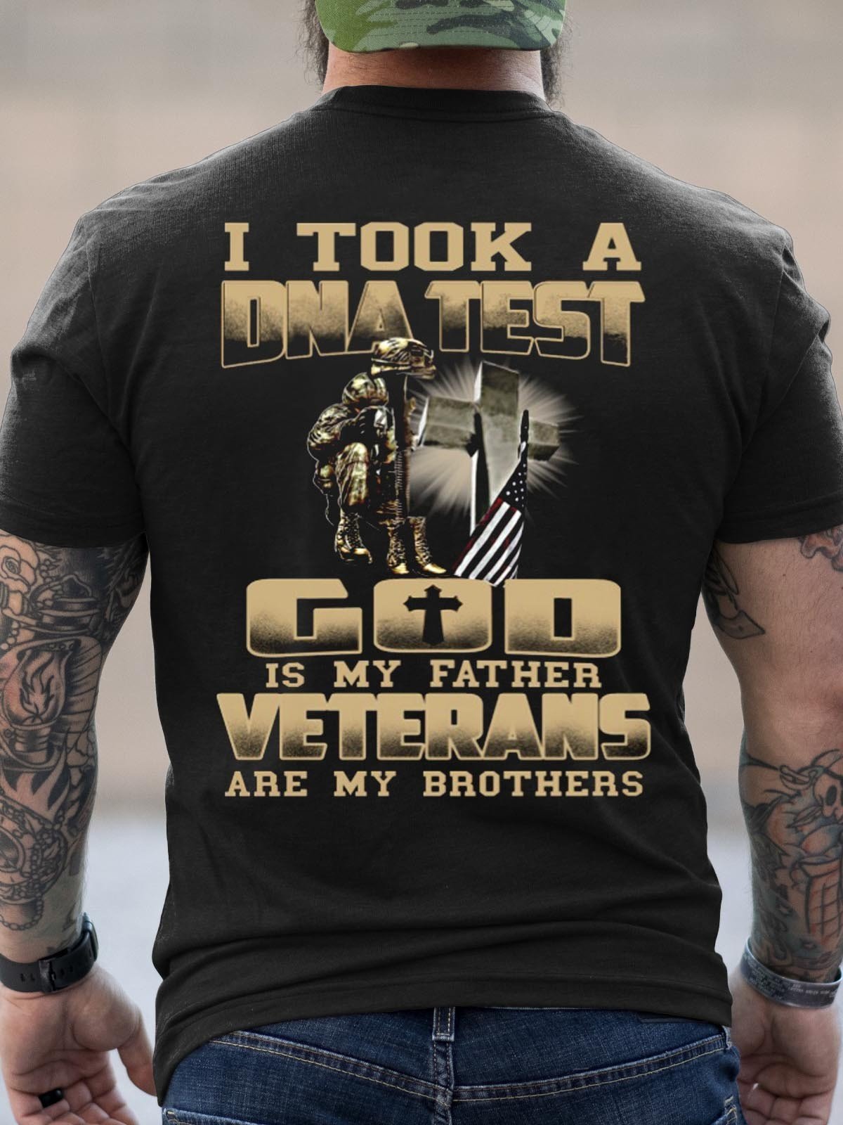 Men's God Is My Father Veterans Are My Brothers T-Shirt - Outlets Forever