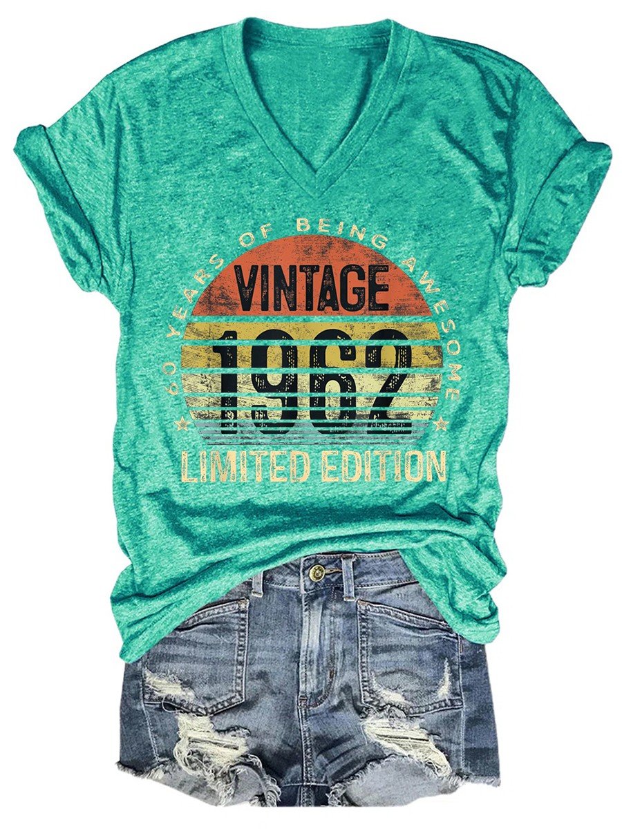 Women's 60 Year Old Gifts Vintage 1962 Limited Edition 60th Birthday T-shirt - Outlets Forever