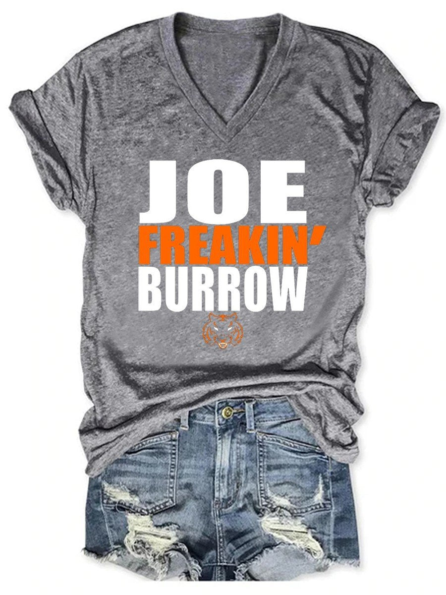 Women's Joe Freaking Burrow V-neck T-shirt - Outlets Forever