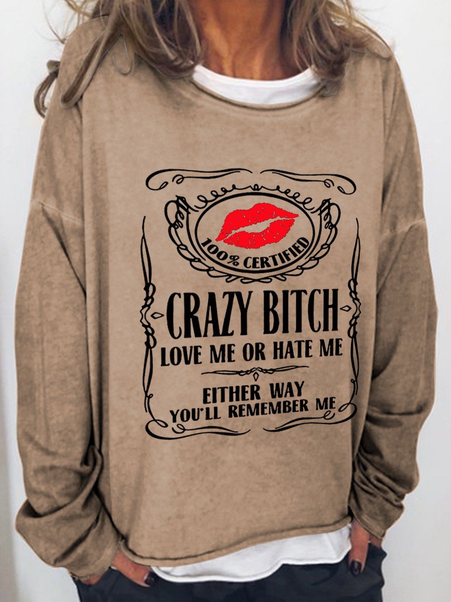 Women Love Me Or Hate Me Lips Long Sleeve Top - Outlets Forever