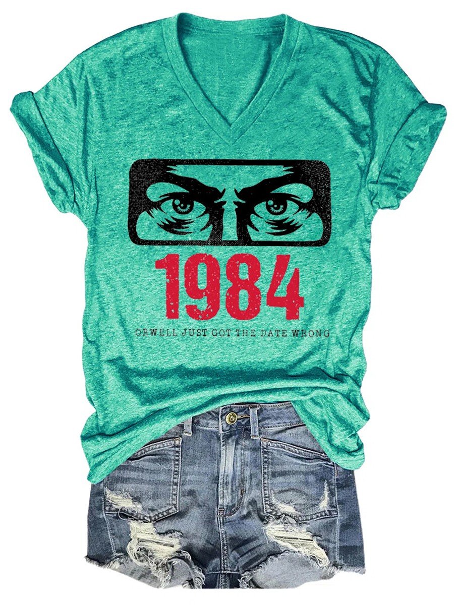 Women 1984 Just Got The Date Wrong V-neck T-shirt - Outlets Forever