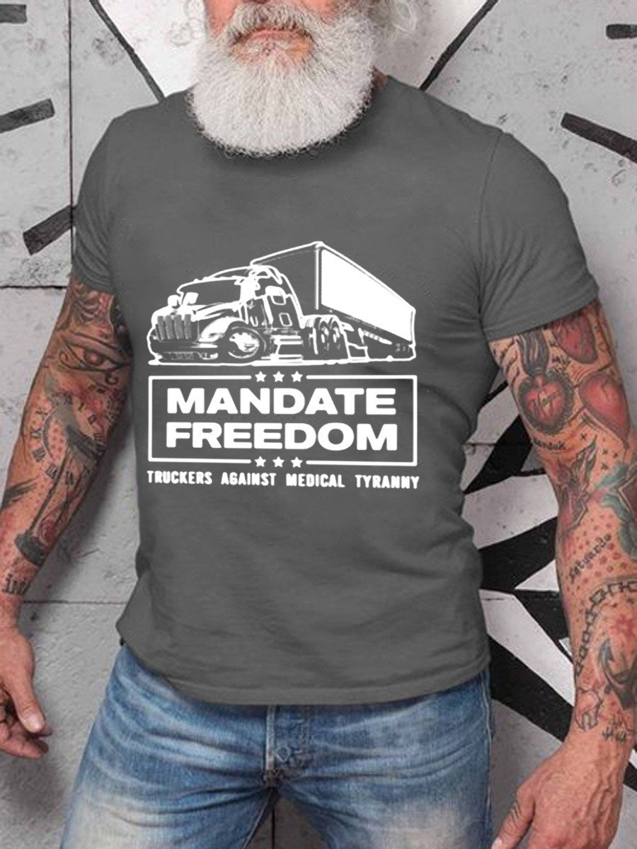 Men's Mandate Freedom Truckers Against Medical Tyranny Classic Pure Cotton T-shirt - Outlets Forever