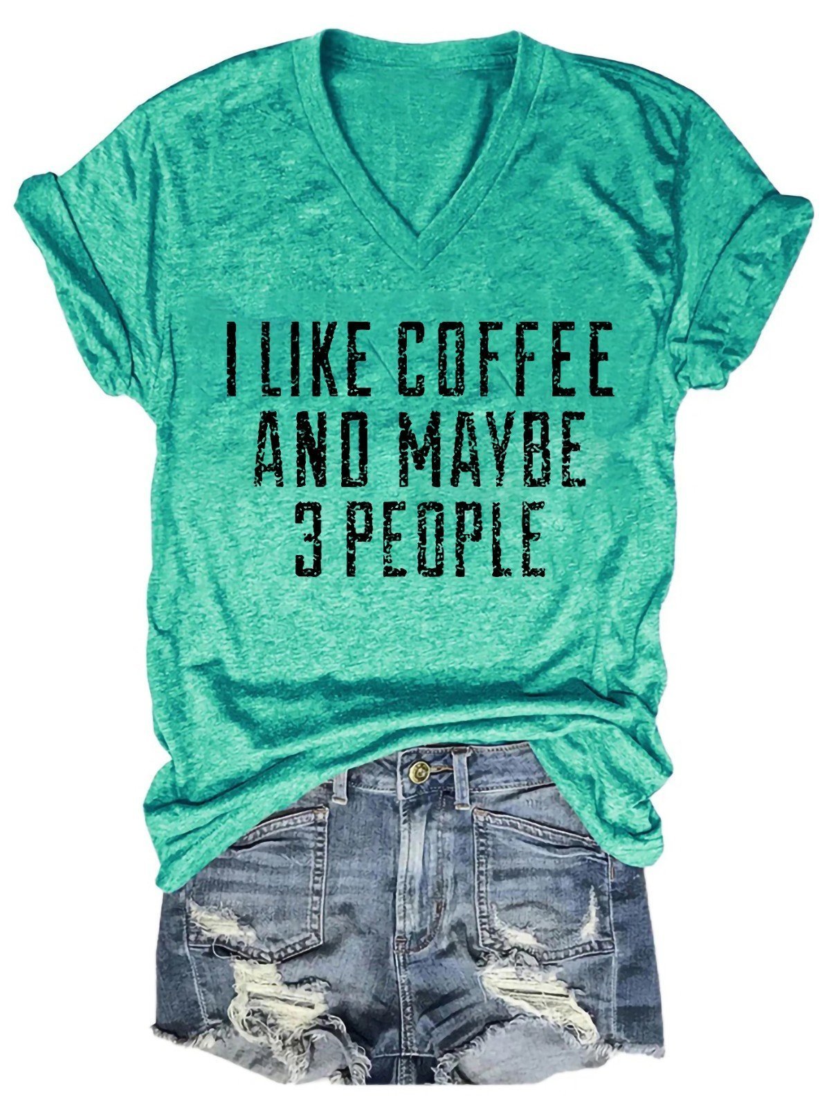 I Like Coffee And Maybe 3 People Women's V-Neck T-Shirt - Outlets Forever