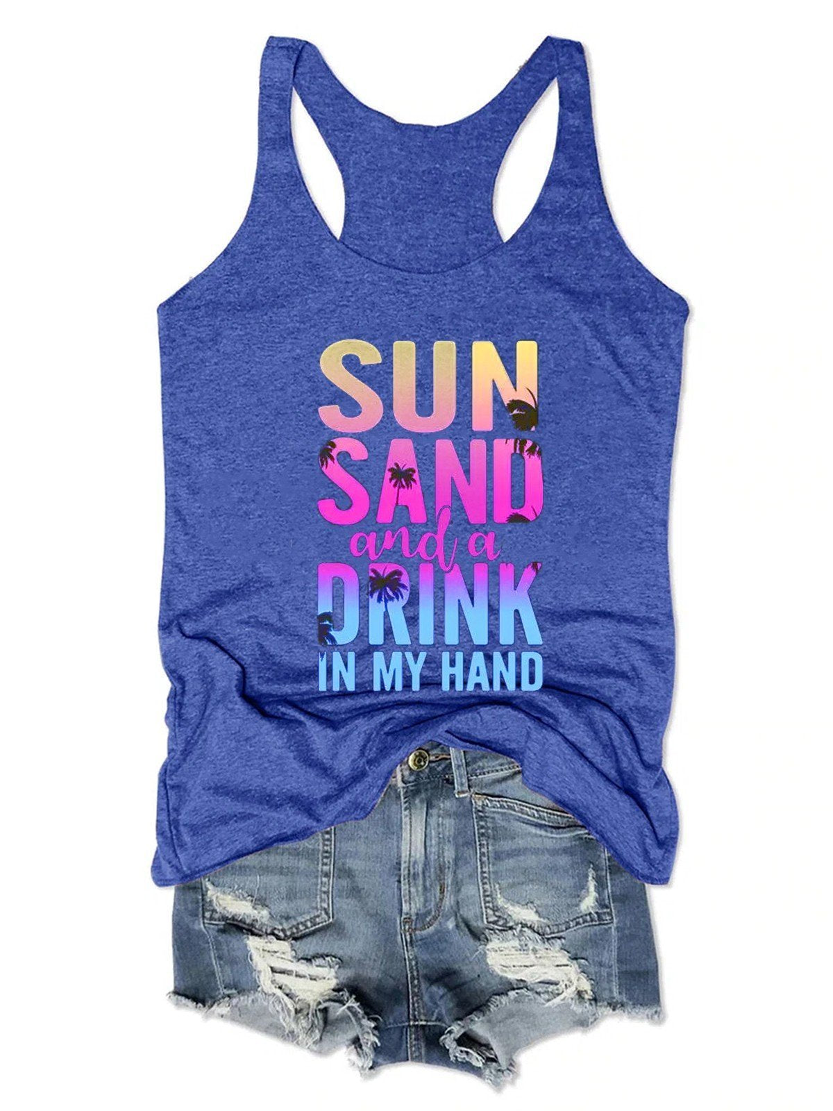 Sun Sand And A Drink In My Hand Women Tank Top - Outlets Forever