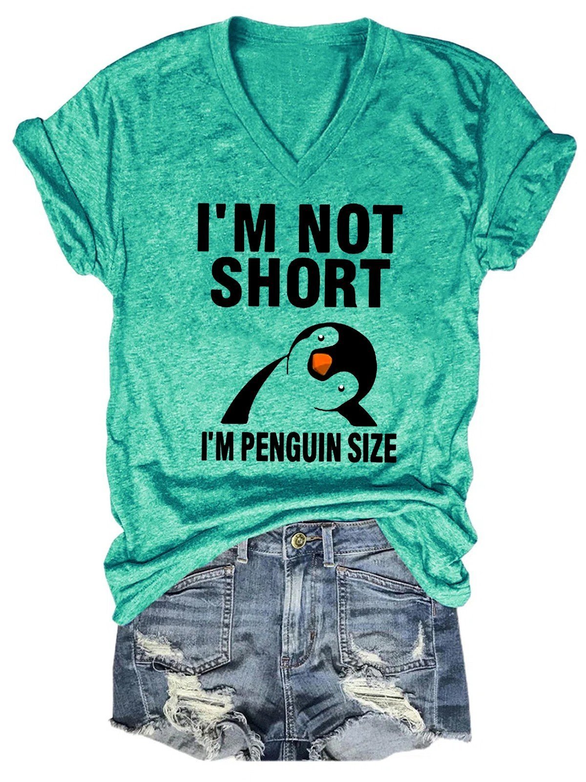 Women I'm Not Short I'm Penguin Size Funny T-Shirt - Outlets Forever