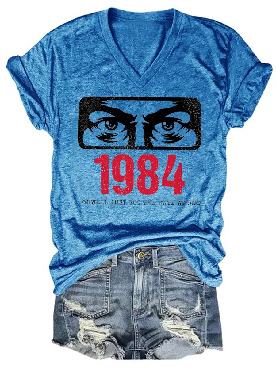 Women 1984 Just Got The Date Wrong V-neck T-shirt - Outlets Forever