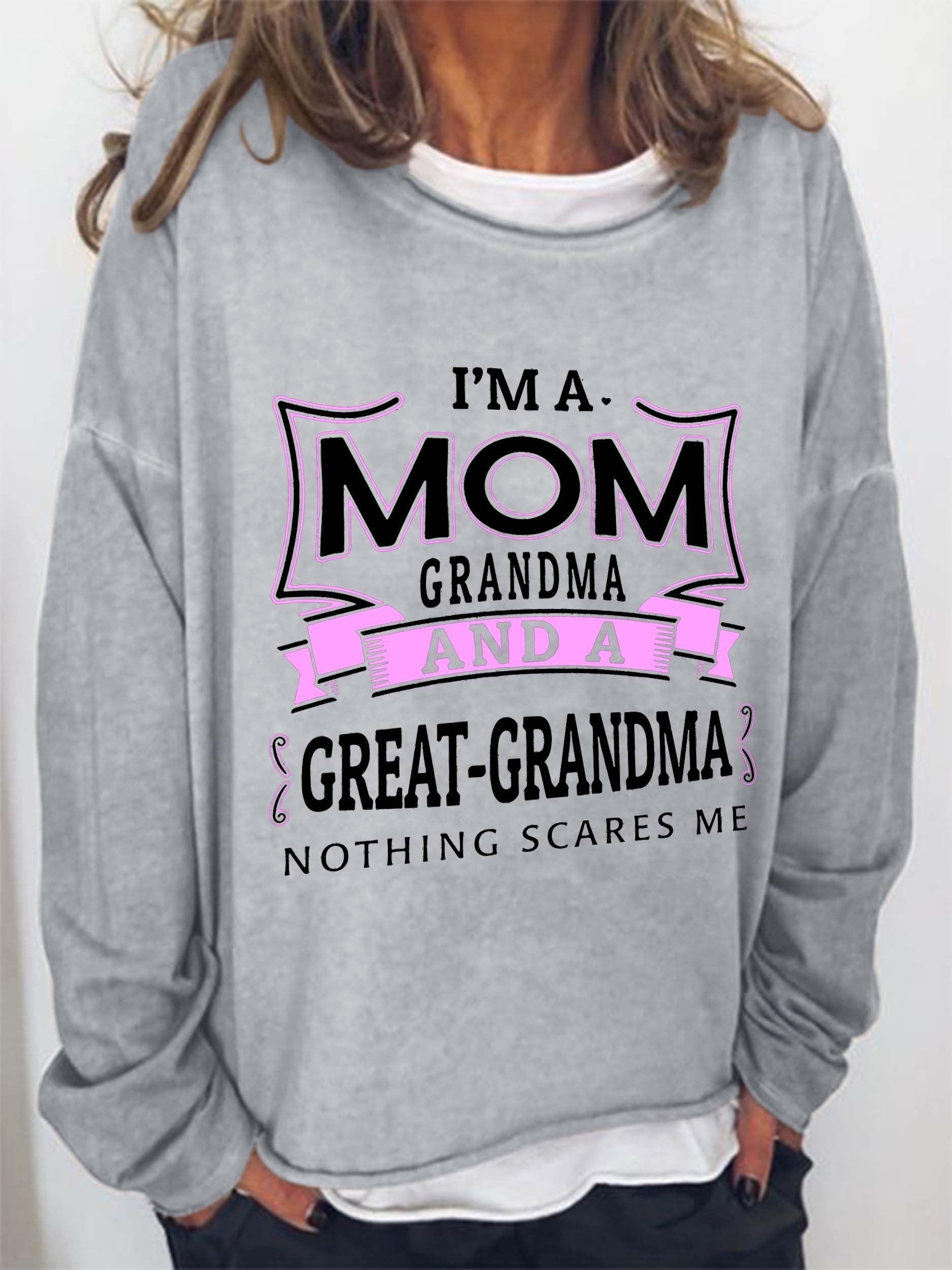 Women's  I'm Mom Grandma And A Great-Grandma Long Sleeve Top - Outlets Forever