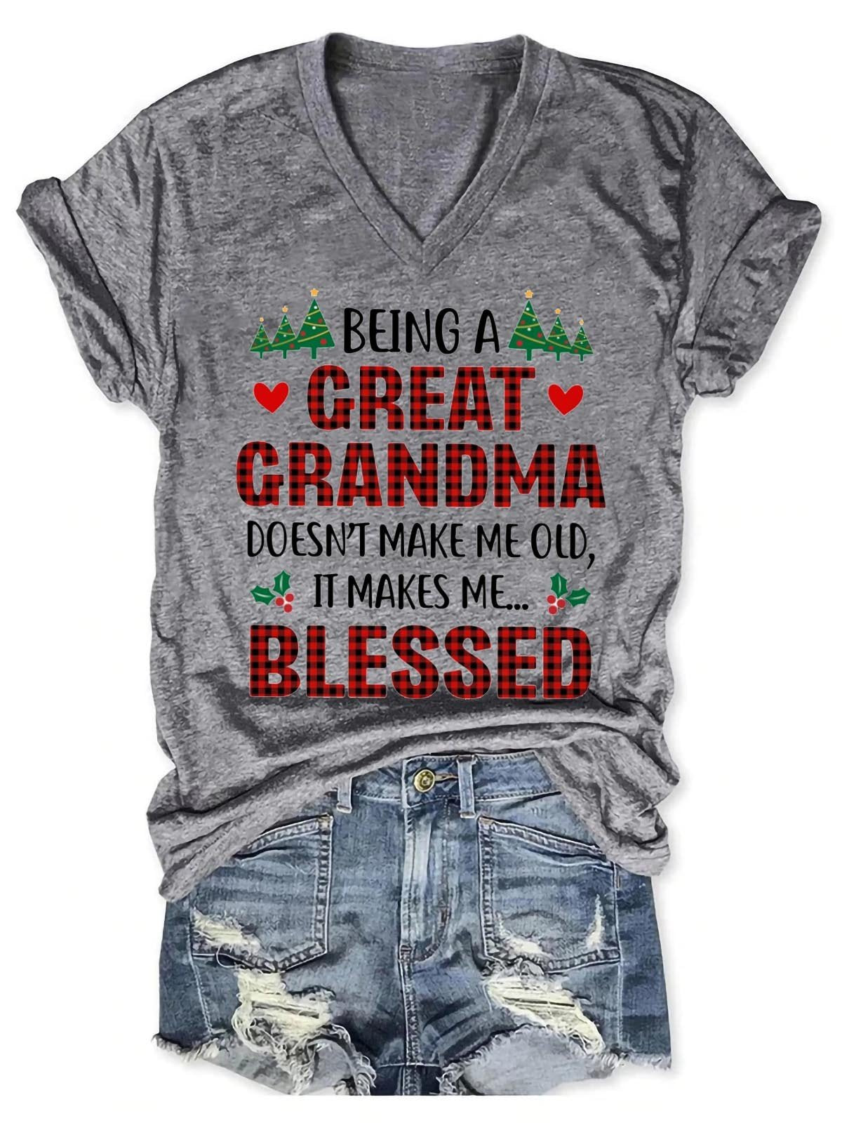 Women's Perfect Gift For Grandma V-Neck T-Shirt - Outlets Forever